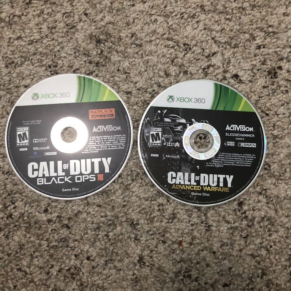 LOT OF 2CALL OF DUTY GAMES XBOX 360 Black iOS 3 Advanced Warfare Disc‎ Only